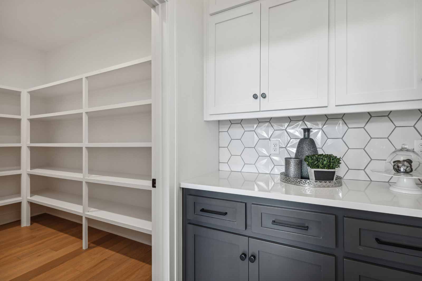 Kitchen with large walk-in pantry