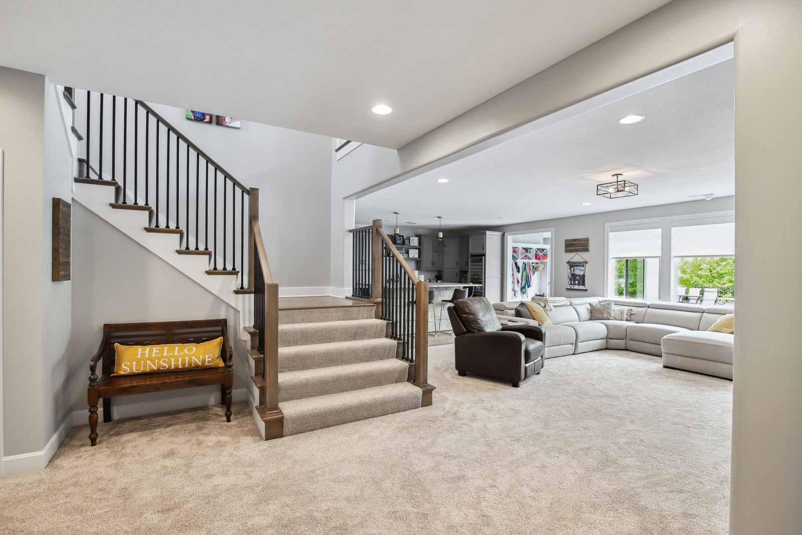 Open stairwell to downstairs family space